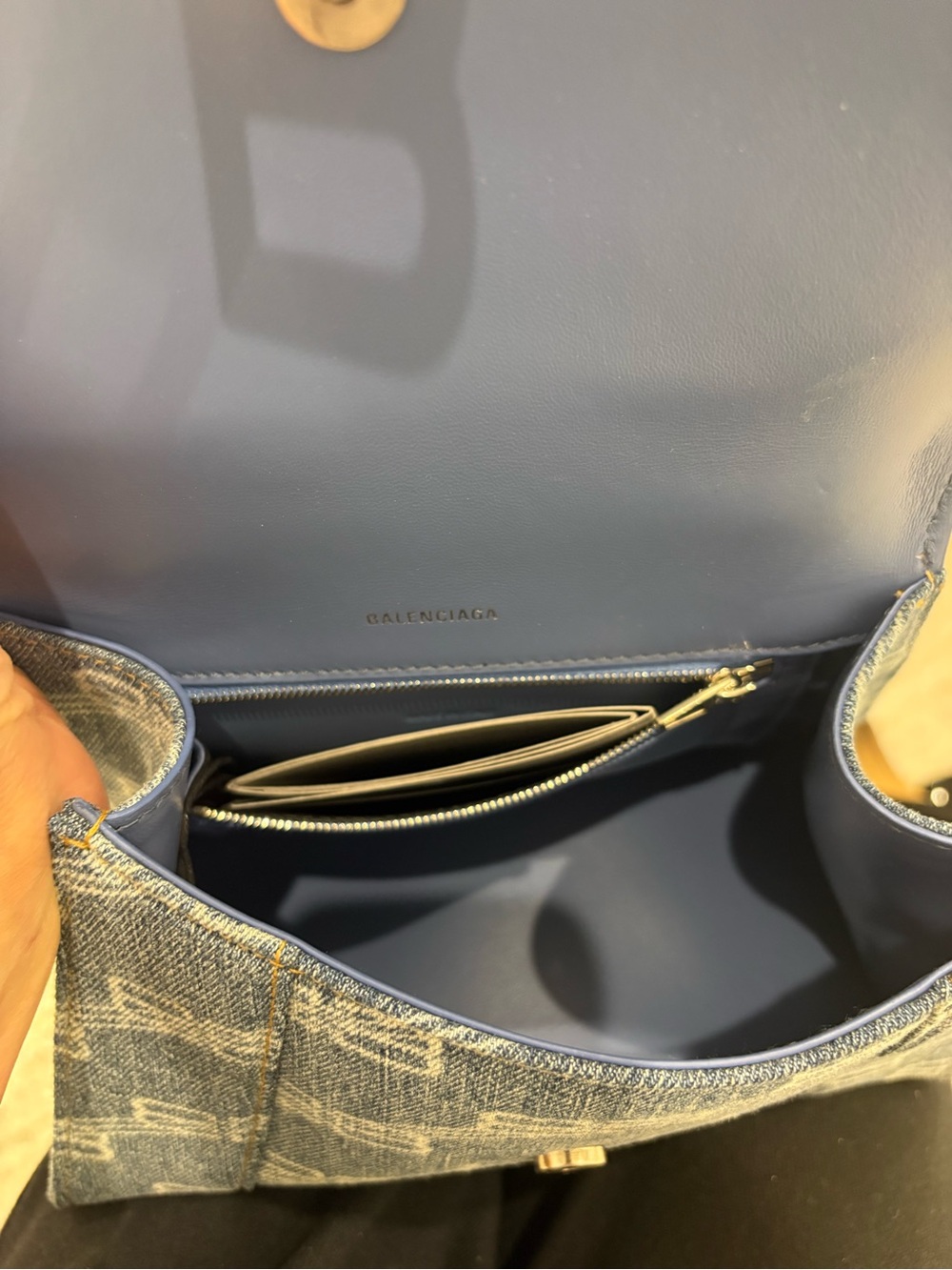 Balenciaga Blue Denim Mini Hourglass Top-Handle Bag - Picture 5 of 6